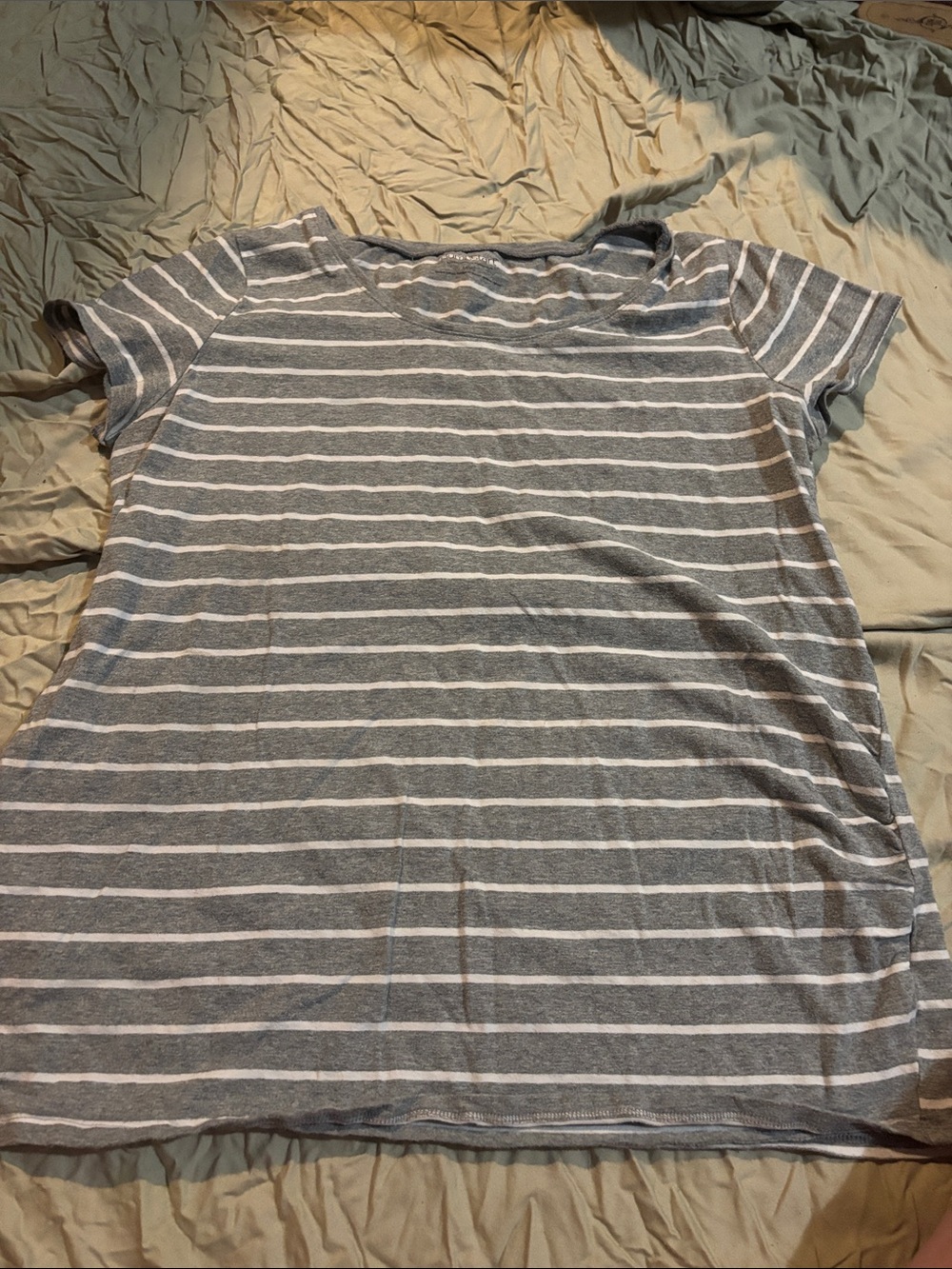 BumpStart Gray and White Striped Short Sleeve Tee